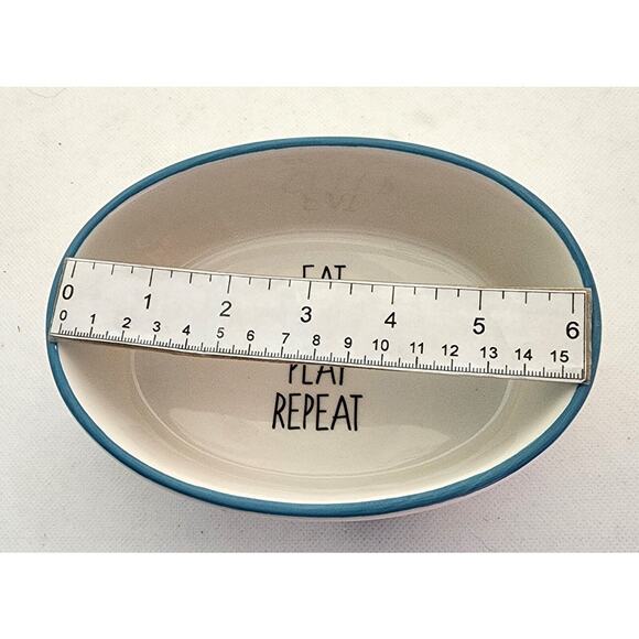 CAT BOWL-TAG-Food-Water-"Eat Sleep Play Repeat"-Multiple Cat Images-White - Picture 10 of 12